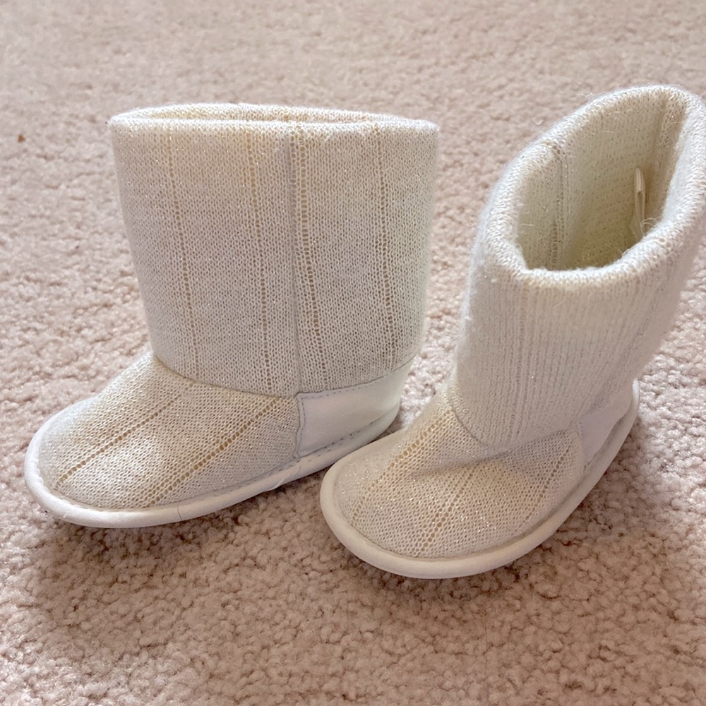 White sparkly fabric boots